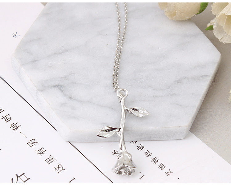 Pink gold rose color pendant necklace