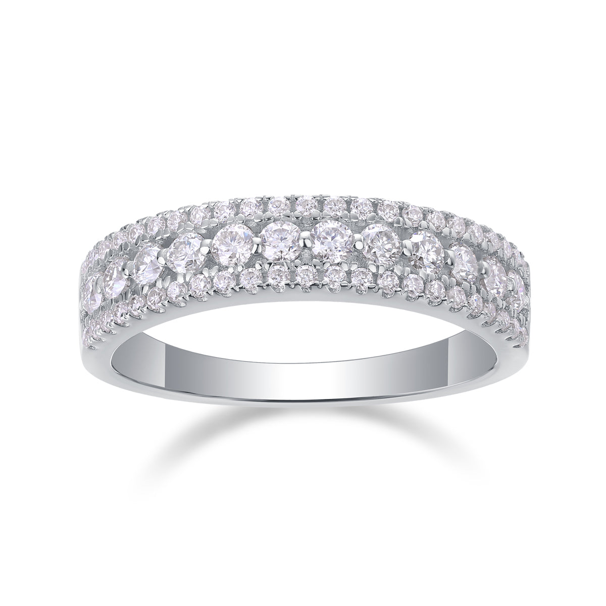 Luxury Fashion Multi-row Diamond Ring With Moissanite Silver Ring
