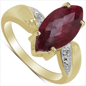 Gorgeous Womens 14K Yellow Gold Over Solid Sterling Silver Diamonds and 2.5 CTW Ruby Size 7 Designer Ring