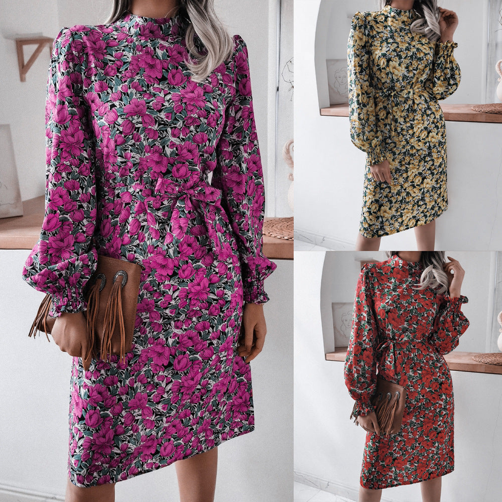 Roxy - Collar Floral Long Sleeve Dress