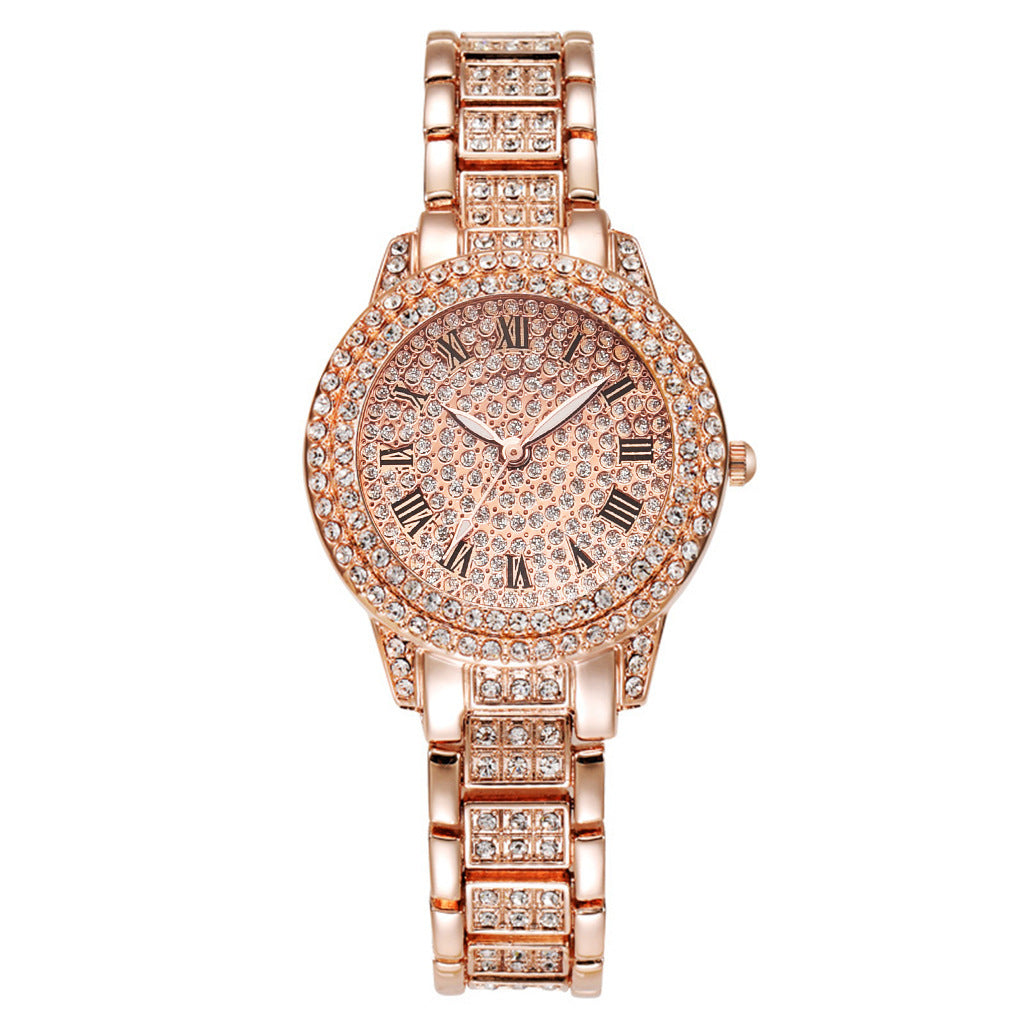 Diamond Roman Watch Bracelet Set