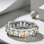 Europe and the United States zircon two-color ring ladies color separation Zircon engagement jewelry