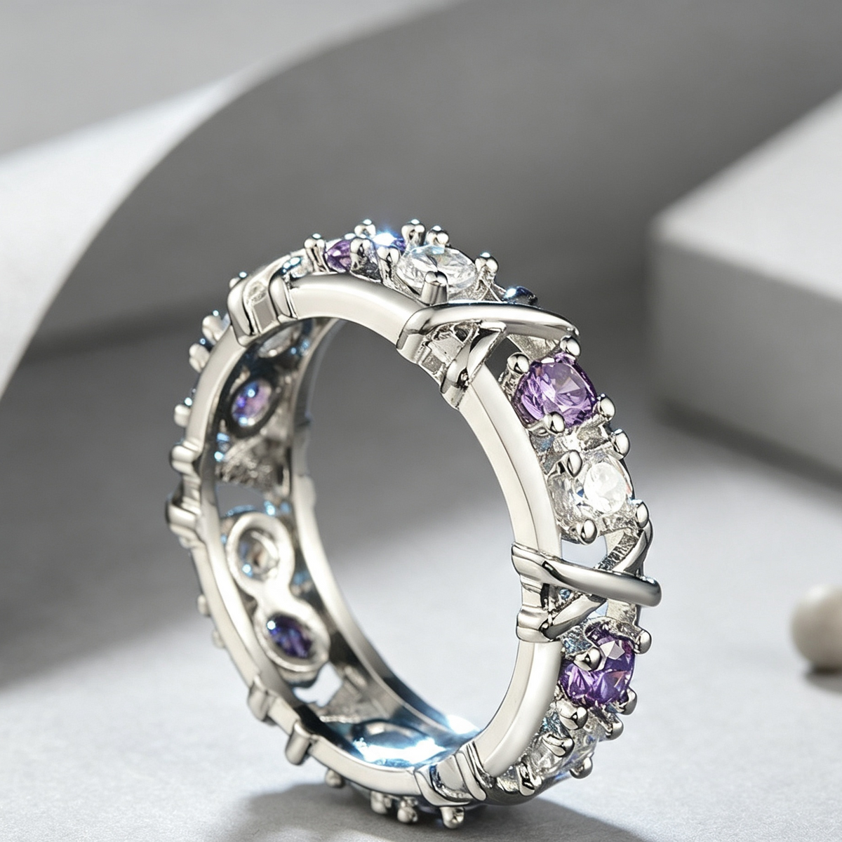 Europe and the United States zircon two-color ring ladies color separation Zircon engagement jewelry