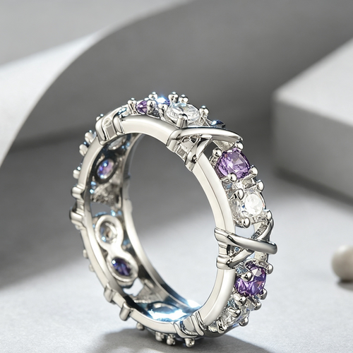 Europe and the United States zircon two-color ring ladies color separation Zircon engagement jewelry