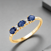 Gold Sapphire and Diamond Ring