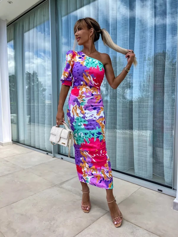 Roxy - Oblique Shoulder Long Dress