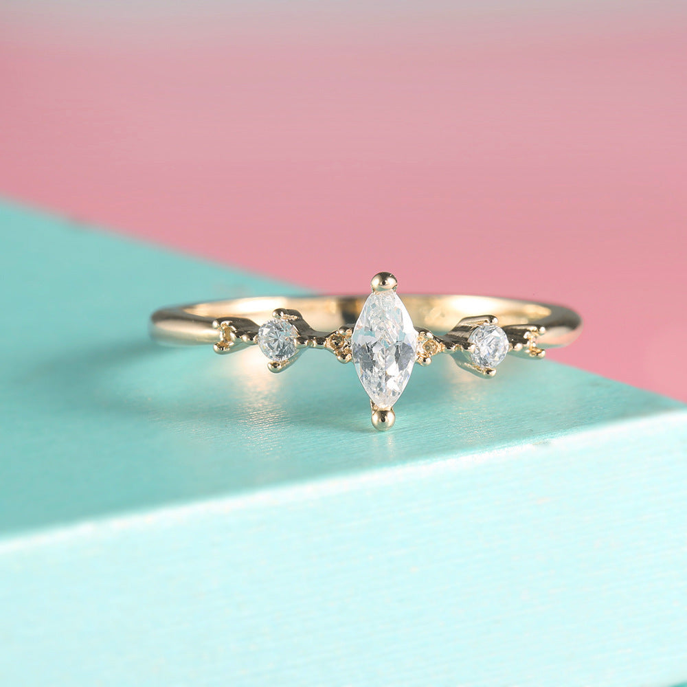 Diamond Plating Rose Gold Ladies Ring