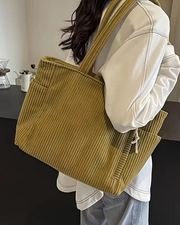 Large Corduroy Tote Bag for Women
