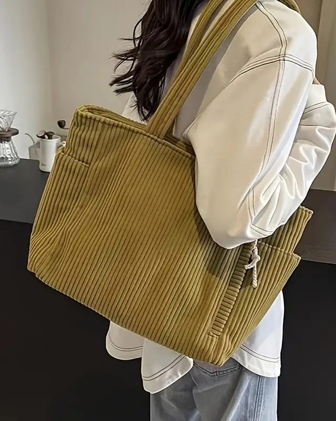 Large Corduroy Tote Bag for Women