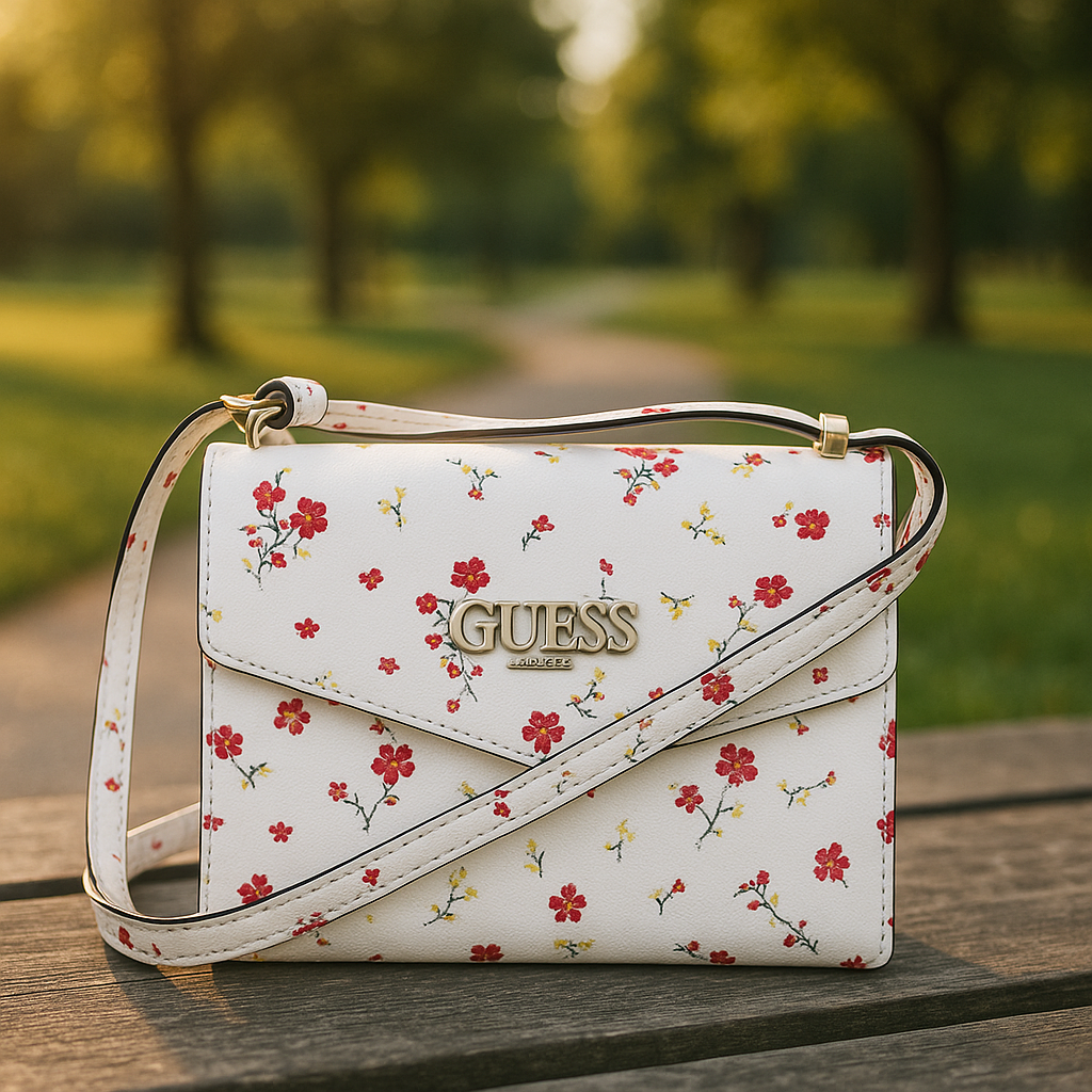 GUESS Women's Pink Floral Print Slim Wallet Clutch Bag.