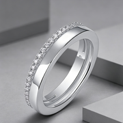 Double Ring Shadow - A Fashionable And Luxurious Jewelry Piece Set With Moissanite S925 Sterling Silver And Platinum-plated Diamond