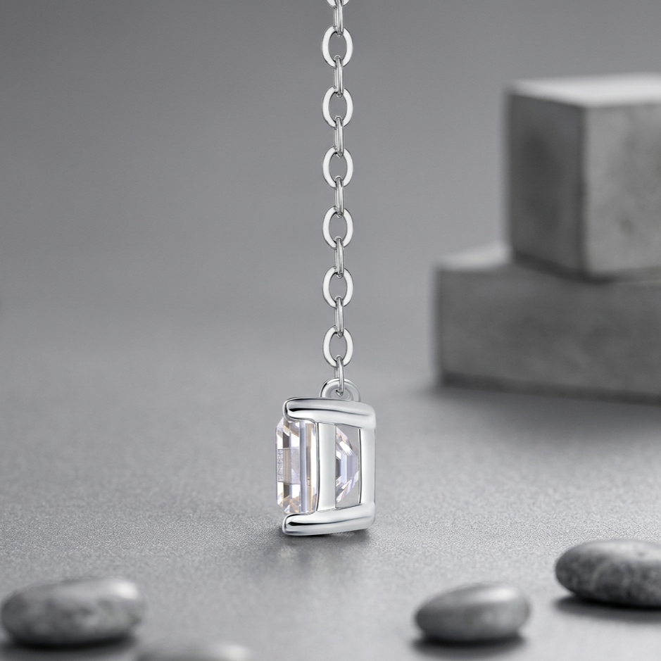 Eternal - A Fashionable And Luxurious Diamond Jewelry Pendant Set With Square Moissanite S925 Sterling Silver