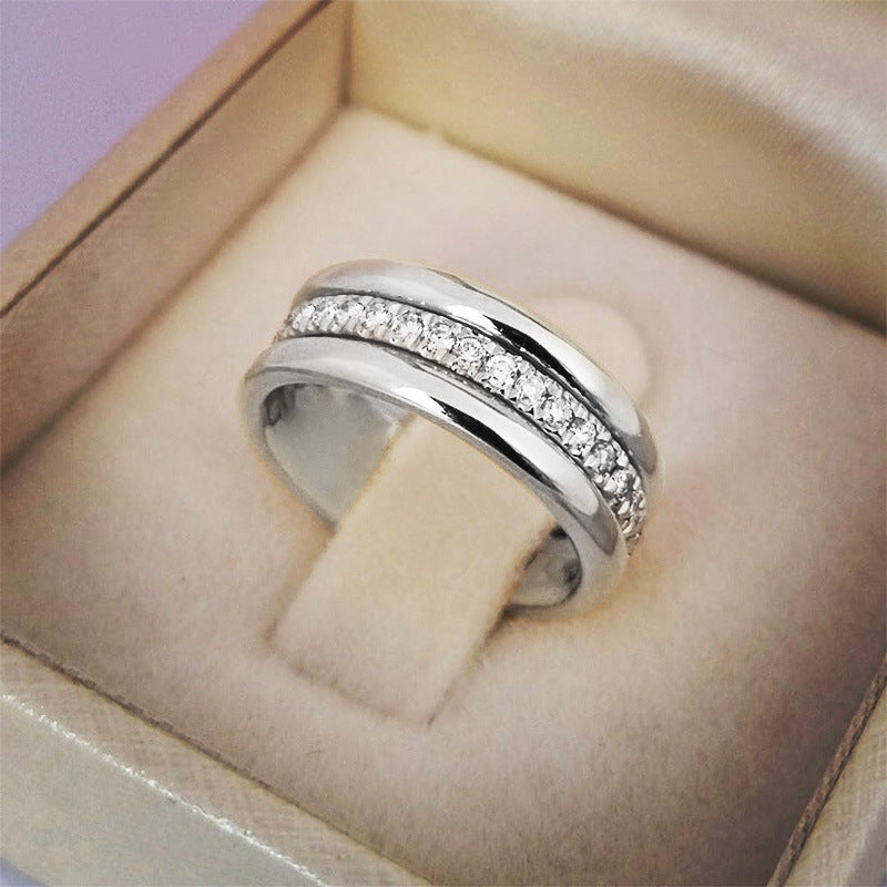 Simple Golden Sliver Rhinestones Ring Copper Plated RIngs Fashion Jewellery