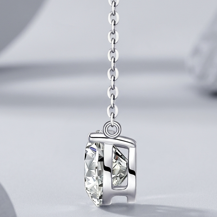 Love Of Time Solitaire Pendant — 2-Carat Moissanite & Platinum-Plated Sterling Silver