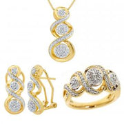 Gold Jewelry Set Earrings Necklace and Ring