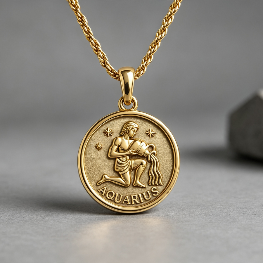 Aquarius Medallion Necklace – 18"
