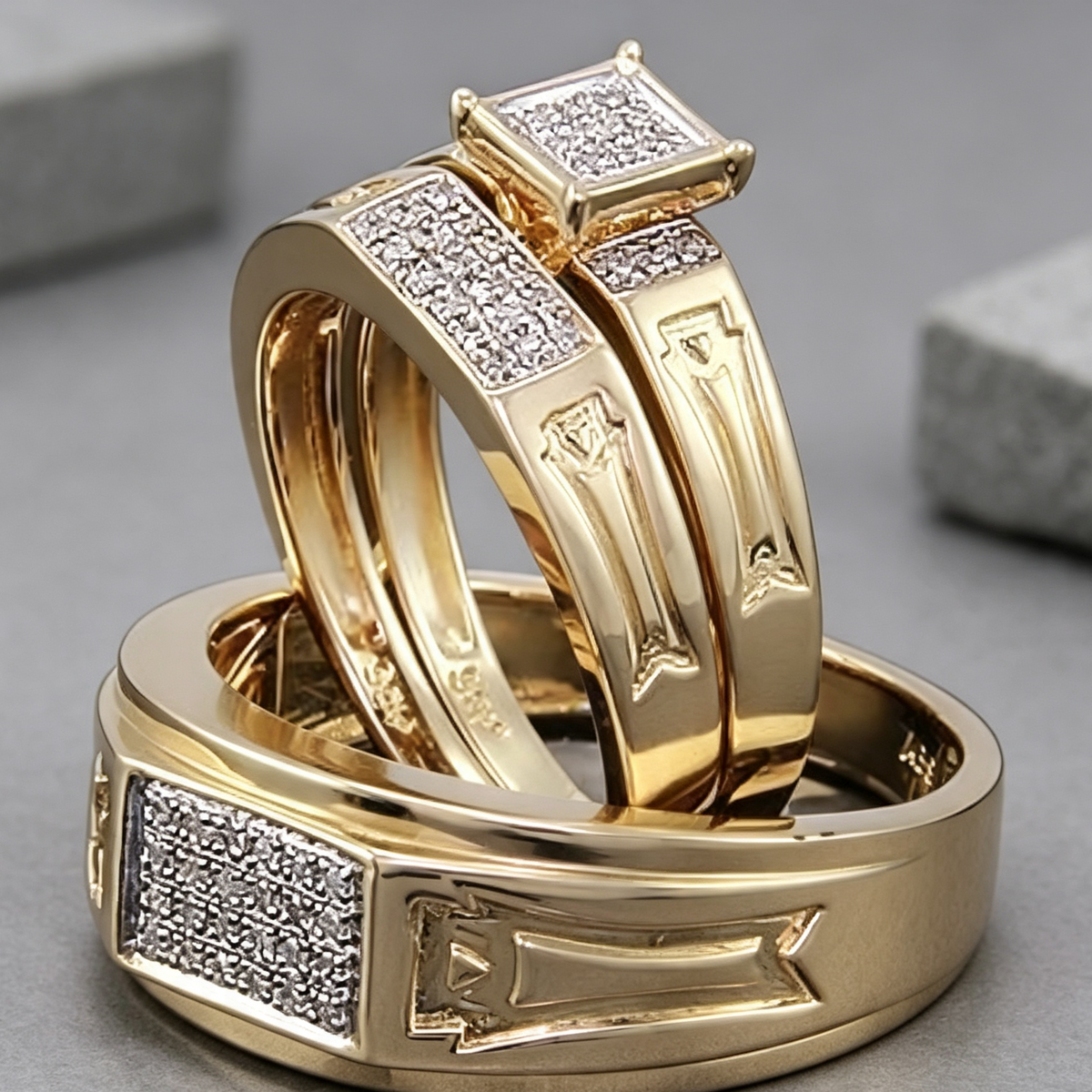 Three-Piece Engagement Ring Set