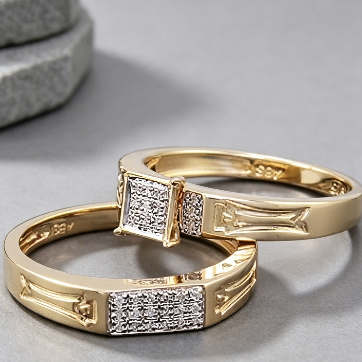 Three-Piece Engagement Ring Set