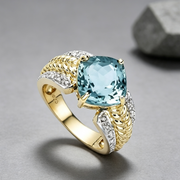 Diamond and Blue Topaz Ring