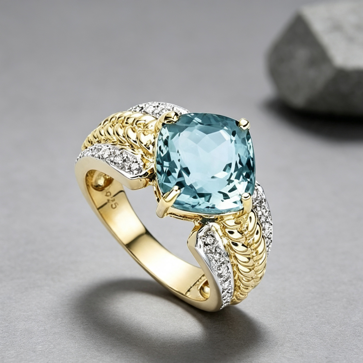 Diamond and Blue Topaz Ring