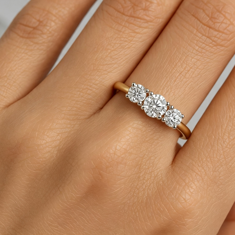 CTW Diamond Triple Stone Ring 7"