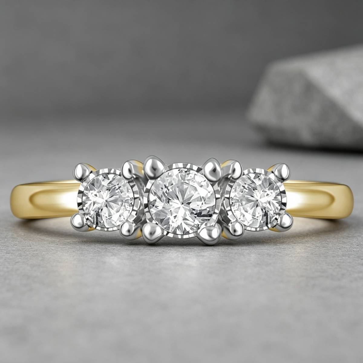 CTW Diamond Triple Stone Ring 7"