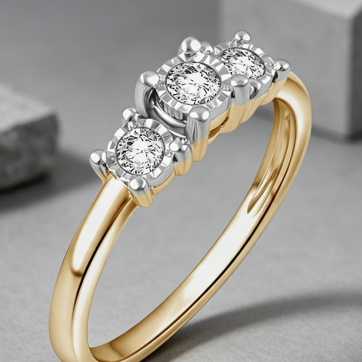 CTW Diamond Triple Stone Ring 7"