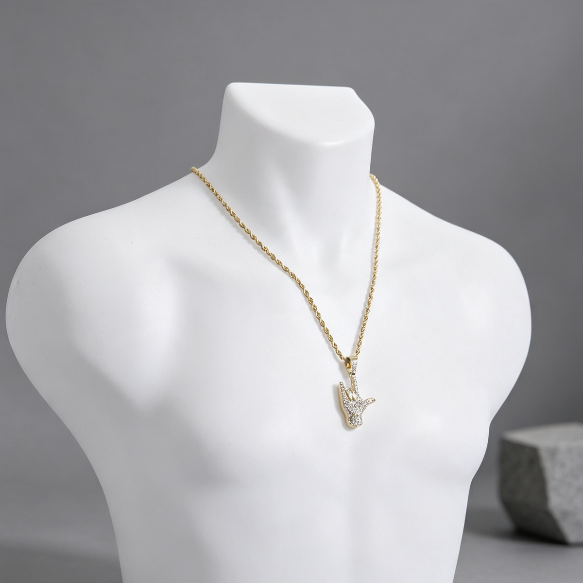 I Love You Handmoji Necklace 24"