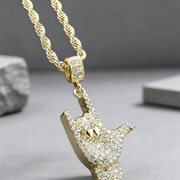 I Love You Handmoji Necklace 24"