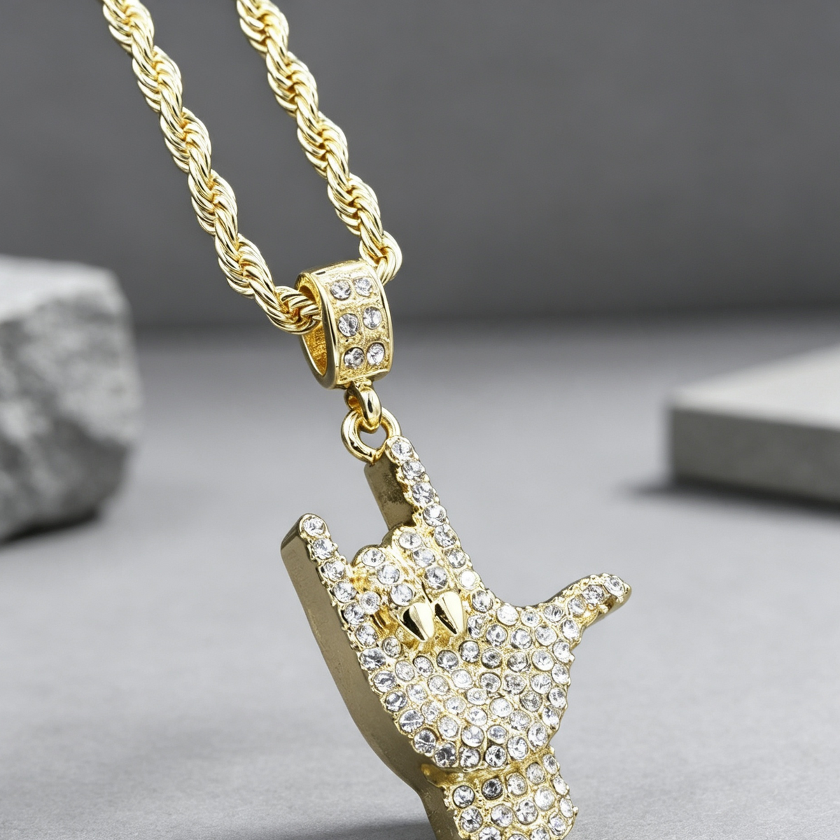 I Love You Handmoji Necklace 24"