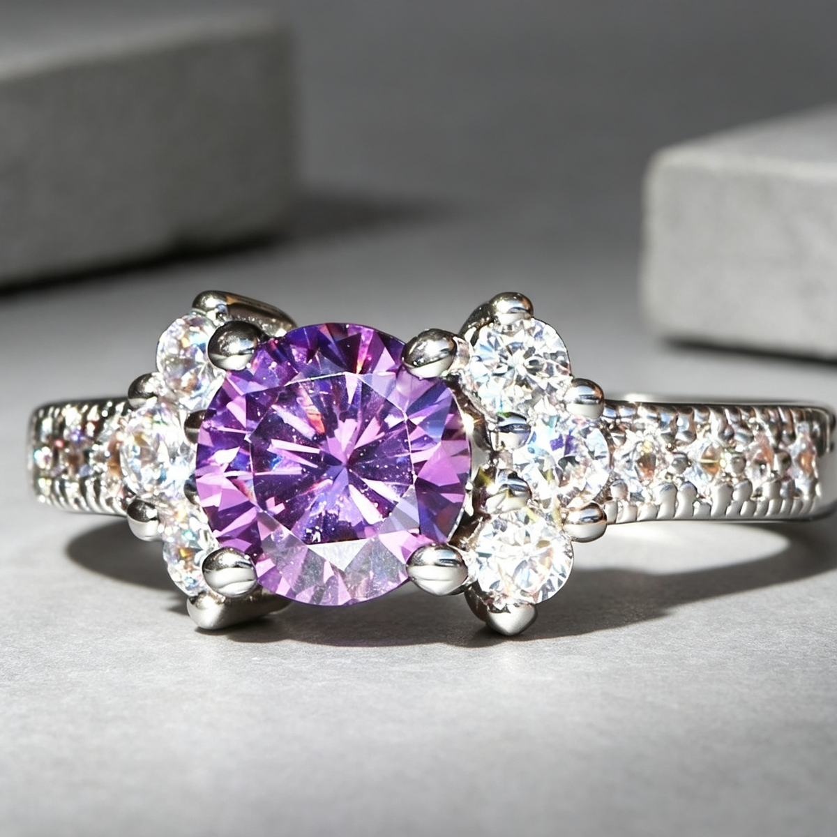 New Hot European And American Princess Ring Champagne Gem Engagement Ring Lady