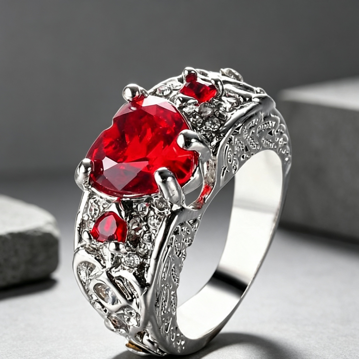 Beauty Princess ring heart-shaped ruby engagement ring