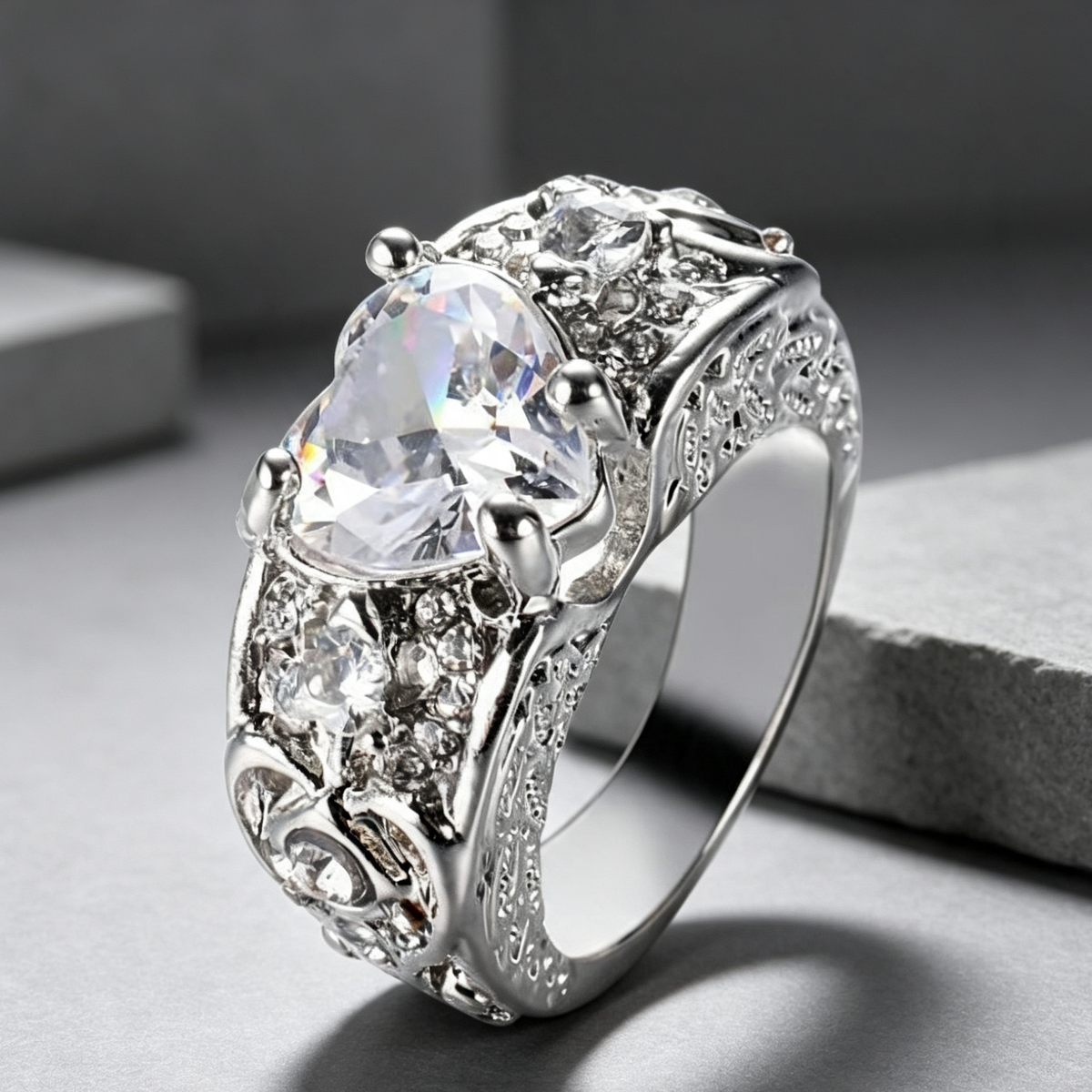Beauty Princess ring heart-shaped ruby engagement ring