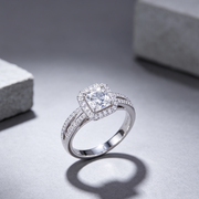 Exquisite Full Diamond Zircon Ladies Engagement Ring