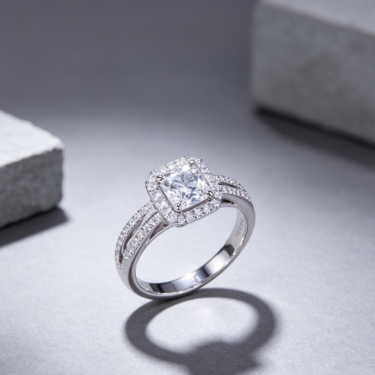 Exquisite Full Diamond Zircon Ladies Engagement Ring