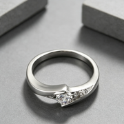 European and American popular best-selling ornaments AAA zircon plating white gold hand ornament fashion brief Engagement Wedding Ring wholesale