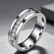 Simple Car Line Men s Titanium Steel Ring Zircon Couple Ring