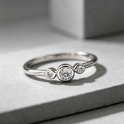 Three diamond copper zircon joint rings