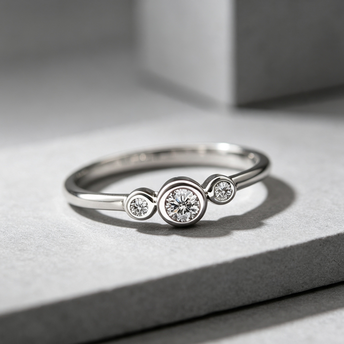 Three diamond copper zircon joint rings