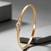 Three diamond copper zircon joint rings