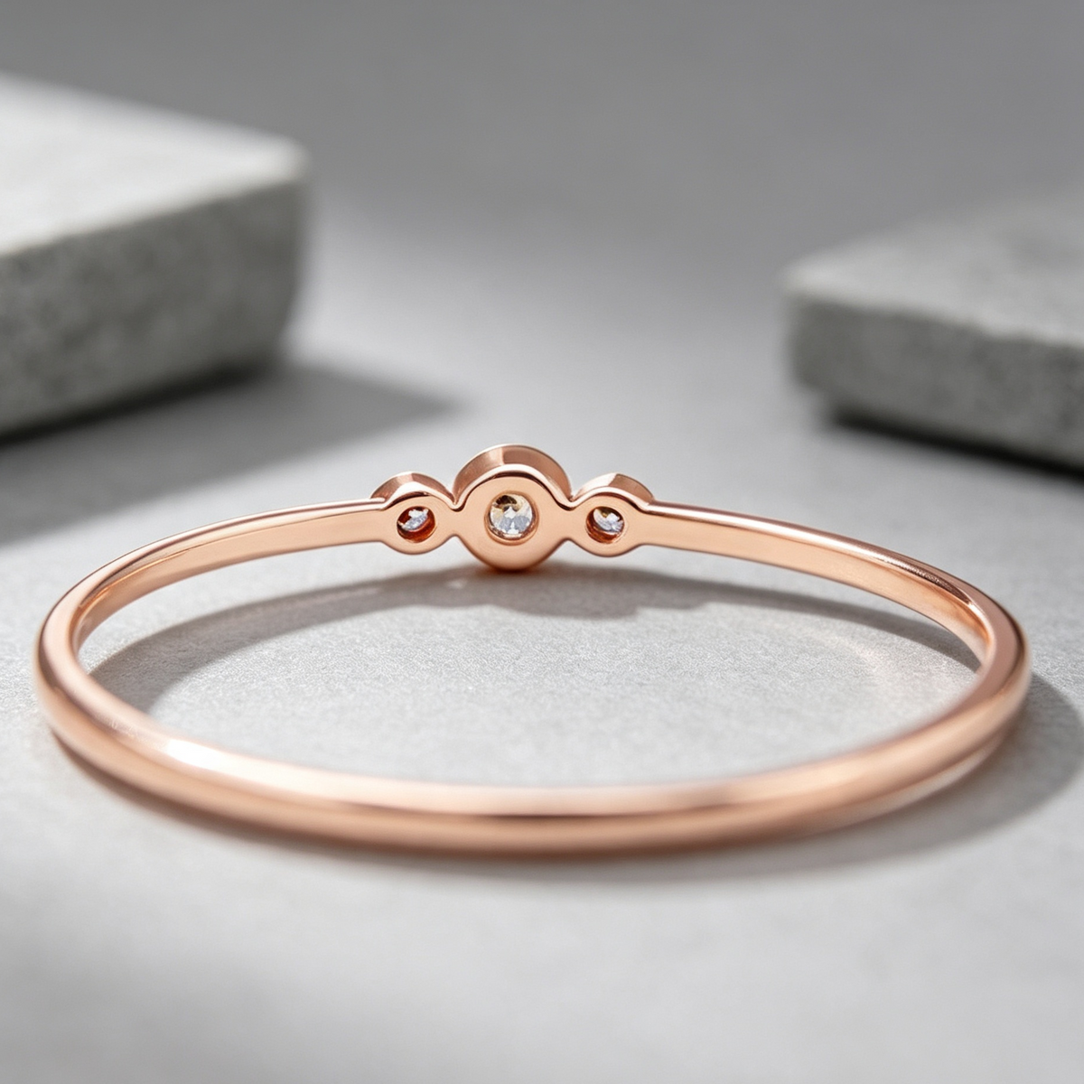 Three diamond copper zircon joint rings