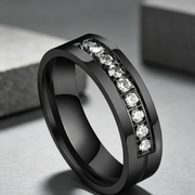 Simple Car Line Men s Titanium Steel Ring Zircon Couple Ring