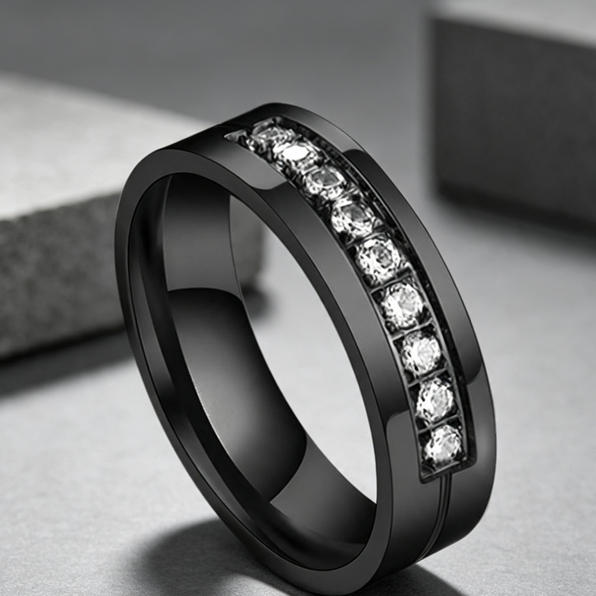 Simple Car Line Men s Titanium Steel Ring Zircon Couple Ring