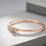 Three diamond copper zircon joint rings
