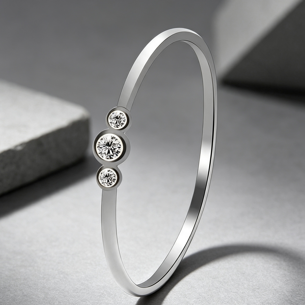 Three diamond copper zircon joint rings