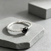 Sweet Cool Style Black Zircon XINGX Ring For Women