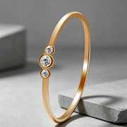 Three diamond copper zircon joint rings