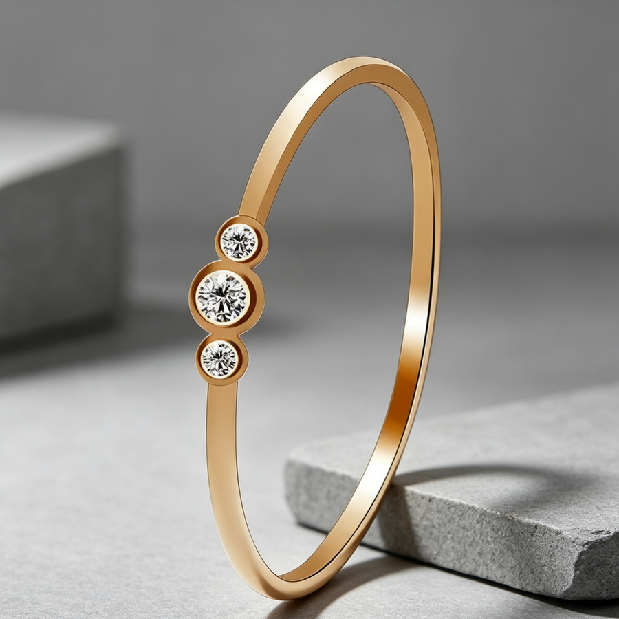 Three diamond copper zircon joint rings