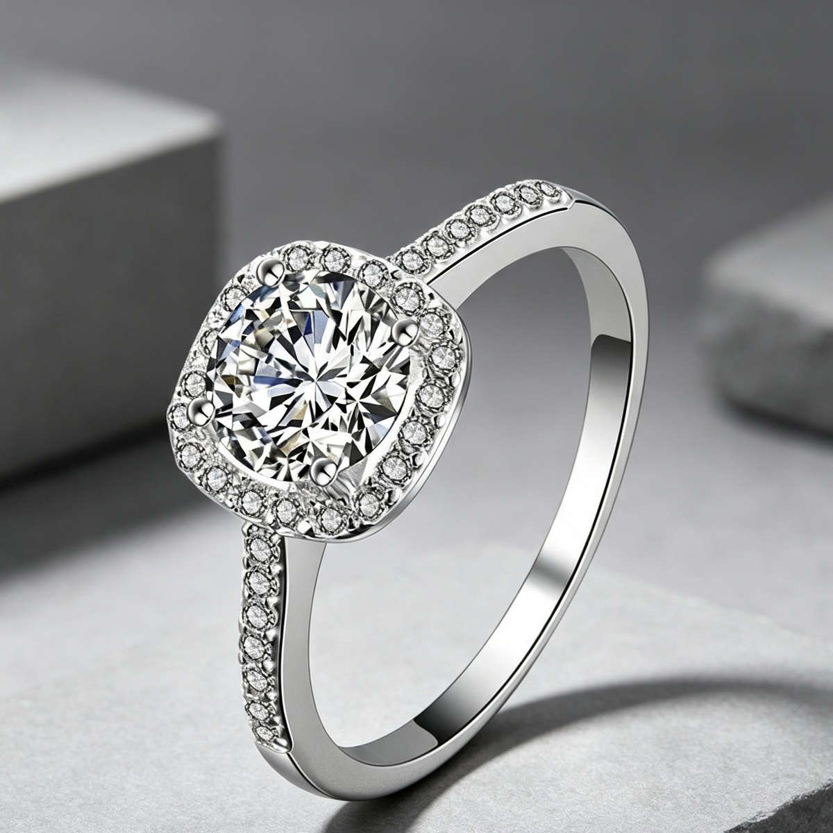 Wedding Rings for Women Silver Color Jewelry Luxury Rings Engagement Square Bague Cubic Zirconia