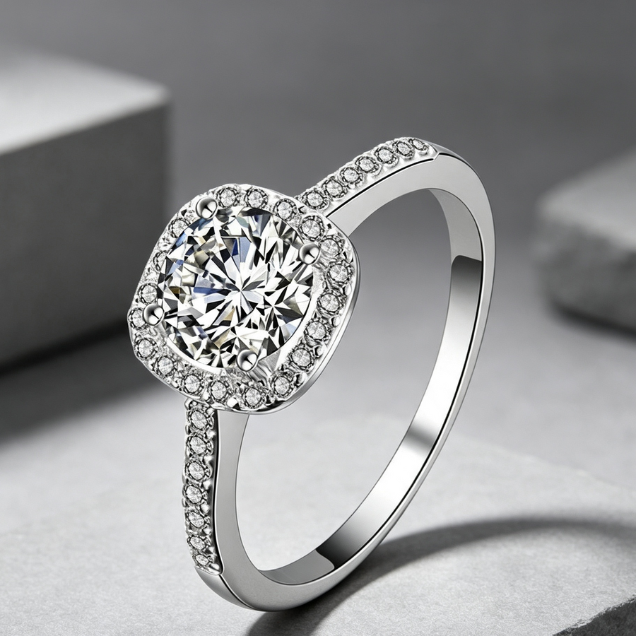 Wedding Rings for Women Silver Color Jewelry Luxury Rings Engagement Square Bague Cubic Zirconia
